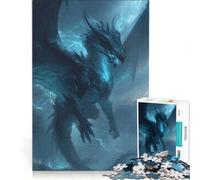 Puzzle per adulti da 1000 pezzi: Drago blu in una giornata tempestosa, gioco rilassante, sfida impegnativa, per rafforzare l'amore tra le coppie 38x52cm