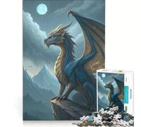 Puzzle per adulti da 1000 pezzi: Drago blu sulla cima di una montagna, gioco interattivo, per divertimento in famiglia, compleanni e altre occasioni 38x26cm