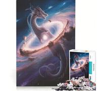 Puzzle per adulti da 1000 pezzi: Drago celeste nella nebulosa cosmica, gioco rilassante, difficoltà elevata, con poster abbinato e foglio di curiosità 38x26cm