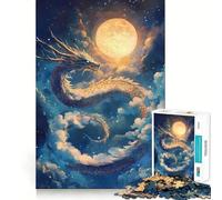 Puzzle per adulti da 1000 pezzi Drago celeste sotto cieli illuminati dalla luna,gioco di alta qualità,giocattolo stimolante per la mente,divertimento per il tempo libero,regalo di Natale (50x75cm)