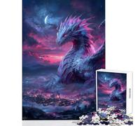 Puzzle per adulti da 1000 pezzi Drago che domina la città di notte Giocattolo educativo Regalo per donne e uomini Gioco rompicapo Allena il tuo cervello e le tue mani Dimensioni 50x75cm