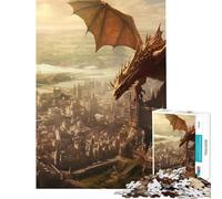 Puzzle per adulti da 1000 pezzi Drago che domina una città Gioco per famiglie giocattolo avvincente per coltivare la pazienza donne uomini e famiglie Attività per tutta la famiglia