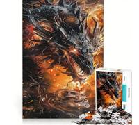 Puzzle per adulti da 1000 pezzi Drago di fuoco, gioco pratico, divertente e spiritoso, ideale come idea regalo con Babbo Natale 50x75cm