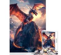 Puzzle per adulti da 1000 pezzi Drago di fuoco sul vulcano Giocattoli antistress Ottimi regali e giocattoli Giochi rilassanti Allena il tuo cervello e le tue mani Dimensioni 38x52cm