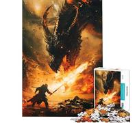 Puzzle per adulti da 1000 pezzi: Drago e guerriero in una battaglia infuocata Puzzle per adulti gioco pratico taglio di precisione compleanno e Natale (dimensioni 50x75cm)