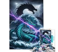 Puzzle per adulti da 1000 pezzi Drago in mare in tempesta con fulmine Puzzle da 1000 pezzi decorazione da parete gioco impegnativo e stimolante per tutta la famiglia (75x50cm)