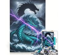 Puzzle per adulti da 1000 pezzi: Drago in mare in tempesta con fulmini, giocattolo educativo, da assemblare, collezione d'artista, belle arti 38x26cm