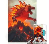 Puzzle per adulti da 1000 pezzi: Drago infuocato sul vulcano, decorazione da parete, sfida da completare, ideale come regalo per tutta la famiglia 38x52cm