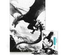 Puzzle per adulti da 1000 pezzi Drago Nero in volo,inchiostro nitido,gioco di squadra,divertente e stimolante,momento di relax,attività artistica natalizia 38x26cm