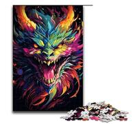 Puzzle per adulti da 1000 pezzi drago psichedelico colorato in fiamme regalo di compleanno regali per adolescenti dai 14 anni in su 1000 pezzi (75x50 cm)