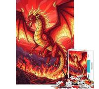 Puzzle per adulti da 1000 pezzi Drago rosso in una scena di battaglia infuocata Puzzle per adulti gioco pratico ideale per le vacanze a casa per passare il tempo regalo di compleanno (50x75cm)