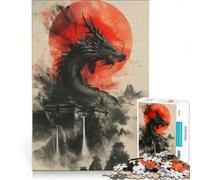 Puzzle per adulti da 1000 pezzi Drago sotto una luna di sangue, gioco educativo, difficile e stimolante, regalo di Natale o compleanno 50x75cm