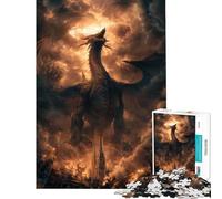 Puzzle per adulti da 1000 pezzi: Drago sulla città in fiamme Sfida educativa difficile divertente gioco per ragazzi dai 14 anni in su (38x26cm)