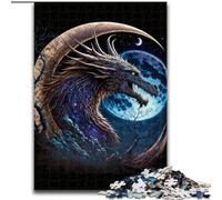 Puzzle per adulti da 1000 pezzi Drago sulla Luna in legno, attività divertente per la casa 50x75cm, coinvolgente attività di gioco per la famiglia