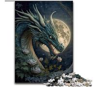 Puzzle per adulti da 1000 pezzi Drago sulla Luna in legno, rompicapo ad alta difficoltà per adolescenti 50x75cm per gioco interattivo per famiglie