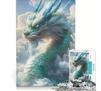 Puzzle per adulti da 1000 pezzi: Drago verde tra le nuvole, gioco interattivo, difficile e stimolante, ideale come regalo per tutta la famiglia 38x26cm