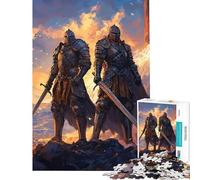 Puzzle per adulti da 1000 pezzi "Due cavalieri al tramonto" Giocattolo puzzle per adulti Decorazione da parete Sfida impegnativa Regalo di Natale o compleanno (Dimensioni 50x75cm)