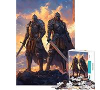Puzzle per adulti da 1000 pezzi "Due cavalieri al tramonto" puzzle per ragazzi gioco per famiglie taglio di precisione impegnativo da completare (dimensioni 38x52cm)