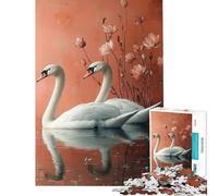Puzzle per adulti da 1000 pezzi Due cigni nell'acqua con fiori Gioco rompicapo avvincente per coltivare la pazienza Ottima idea regalo per compleanno (dimensioni 38x52cm)