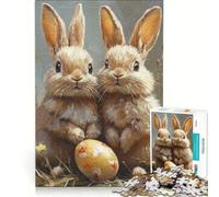 Puzzle per adulti da 1000 pezzi: Due coniglietti e un uovo gioco rilassante decorazione perfetta compleanno e Natale 50x75cm
