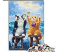 Puzzle per adulti da 1000 pezzi, due gatti, in legno, rompicapo per adolescenti, regalo perfetto per una serata di giochi in famiglia (dimensioni 50x75cm)