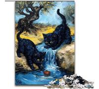 Puzzle per adulti da 1000 pezzi, due gatti neri, giocattolo educativo intellettuale decomprimente, regalo di compleanno (dimensioni 26x38cm)