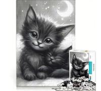 Puzzle per adulti da 1000 pezzi: Due gattini carini sotto la luna gioco pratico analisi e logica regalo per amici e familiari 50x75cm
