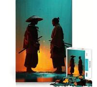 Puzzle per adulti da 1000 pezzi Due guerrieri samurai si affrontano, disegno dai bordi precisi, gioco che stimola la mente, gioco tranquillo, ideale per compleanni (38x52cm)