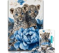 Puzzle per adulti da 1000 pezzi, due leopardi, sfida difficile antistress, ideale come regalo per tutta la famiglia, 38x26cm