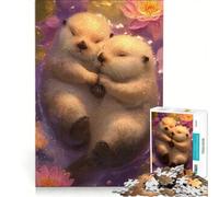 Puzzle per adulti da 1000 pezzi: Due lontre che si coccolano tra le ninfee giochi per famiglie interazione genitore-figlio lista dei desideri con Babbo Natale 50x75cm