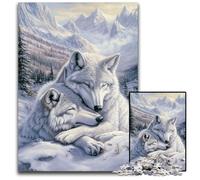 Puzzle per adulti da 1000 pezzi Due lupi bianchi Puzzle regalo fai da te divertente Adatto per casa Soggiorno Ufficio Decorazione 26X38CM