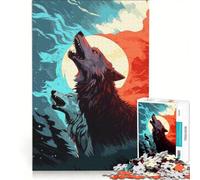 Puzzle per adulti da 1000 pezzi: Due Lupi Ululanti nella Notte Gioco Divertente Rilassante e Intellettualmente Stimolante Rafforza l'Amore di Coppia 50x75cm