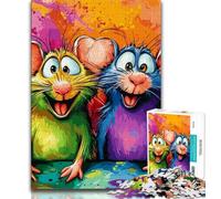 Puzzle per adulti da 1000 pezzi, due topi colorati, aiuta il cervello a esercitare i giocattoli avvincenti per coltivare la pazienza, regalo per compleanni (75x50cm)