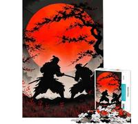 Puzzle per adulti da 1000 pezzi Duello Samurai con Luna Rossa gioco rompicapo giocattolo avvincente per coltivare la pazienza idee regalo decorazione perfetta (dimensioni 38x26cm)