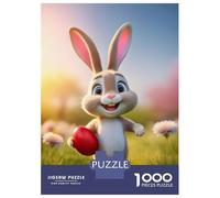 Puzzle Per Adulti Da 1000 Pezzi Easter Bunny with Dyed Red Egg Puzzle Per Adulti Gioco Rompicapo Migliora La Memoria Divertimento Attività A Casa, 38x26cm/1000pcs