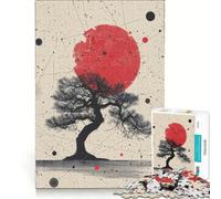 Puzzle per adulti da 1000 pezzi "Eclissi dell'albero cremisi", gioco pratico, ideale per passare il tempo durante le vacanze a casa, con poster e foglio di curiosità abbinati 38x52cm