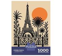 Puzzle Per Adulti Da 1000 Pezzi Eiffel Tower Illustration with Tropical Plants Puzzle Per Adulti Gioco Per Famiglie Vacanza A Casa Passatempo Regali Unici Per Compleanno E Natale 70x50cm/1000pcs