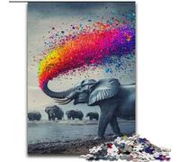 Puzzle per adulti da 1000 pezzi, elefante arcobaleno e fumo, gioco a quiz per migliorare l'amore tra coppie dai 14 anni in su (dimensioni 26x38cm)