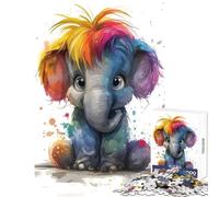 Puzzle per adulti da 1000 pezzi elefante arcobaleno giocattoli antistress ottimo regalo per gioco educativo lista dei desideri con Babbo Natale dimensioni 50x75cm