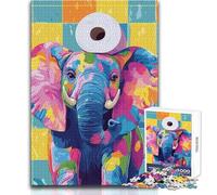 Puzzle per adulti da 1000 pezzi, elefante colorato con rotolo di carta igienica, tranquillo e rilassante, ideale per il tempo libero, taglio preciso, giocattolo artigianale, dimensioni 38x26cm
