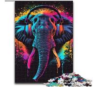 Puzzle per adulti da 1000 pezzi, elefante con cuffie, per il divertimento in famiglia, perfetto per le vacanze e le serate di gioco interattive (dimensioni: 50x75cm)
