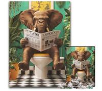 Puzzle per adulti da 1000 pezzi, Elefante nel water, puzzle in legno, giochi educativi, per migliorare l'amore tra coppie dai 14 anni in su, 50x75cm