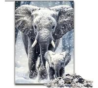 Puzzle per adulti da 1000 pezzi, elefanti nella neve, adatto a persone dai 14 anni in su Difficile da completare ma divertente e spiritoso Ottimo regalo Dimensioni: 50x75cm