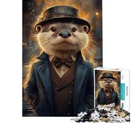 Puzzle per adulti da 1000 pezzi elegante puzzle con lontra e gentiluomo per adolescenti con un disegno difficile e stimolante un divertente gioco per tutta la famiglia 50x75cm