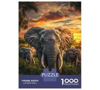 Puzzle Per Adulti Da 1000 Pezzi Elephant Sunset Majesty Puzzle Gioco Rompicapo Per Divertimento in Famiglia Interazione Genitore-figlio 52x38cm/1000pcs