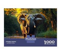 Puzzle Per Adulti Da 1000 Pezzi Elephant Wading through River at Sunset Puzzle Per Adolescenti Giocattoli Fai Da Te Un'opera D'arte Offerta Come Regalo Per Tutta La Famiglia 38x26cm/1000pcs