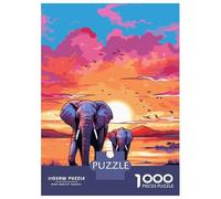Puzzle Per Adulti Da 1000 Pezzi Elephants Africa Sunset Puzzle Giochi Rilassanti Sfida Difficile Regali Unici Per Compleanno E Natale 70x50cm/1000pcs