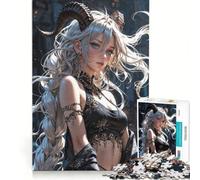 Puzzle per adulti da 1000 pezzi: Enigmatica Dea Cornuta in Elegante Stile Gotico, Gioco Divertente, Rilassante Intellettualmente, Migliora l'Amore tra le Coppie 38x52cm