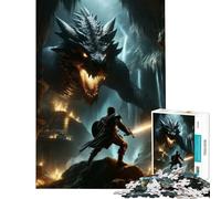 Puzzle per adulti da 1000 pezzi "Eroe contro Drago" gioco per famiglie sfida di intelligenza e cervello giocattolo avvincente regalo divertente decorazione per la casa (dimensioni 38x52cm)