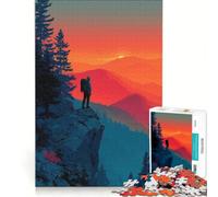 Puzzle per adulti da 1000 pezzi escursionista al tramonto su un panorama montano gioco rilassante attività divertenti da fare in casa per rafforzare l'amore tra le coppie 38x52cm